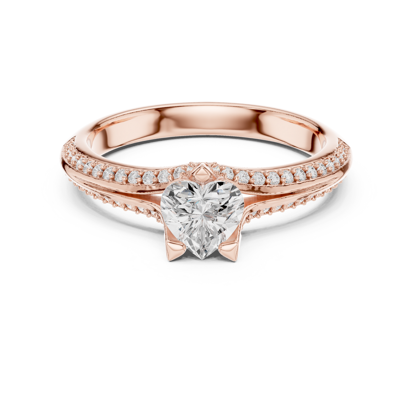 Heart-Cut Diamond Split-Shank Engagement Ring