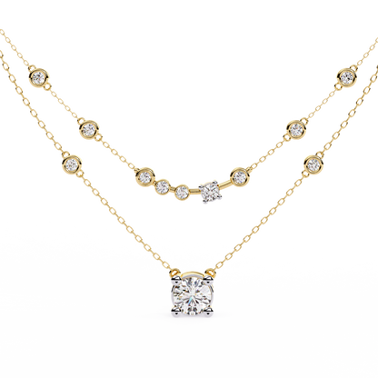 Golden Glow Dual Diamond Necklace Yellow Gold