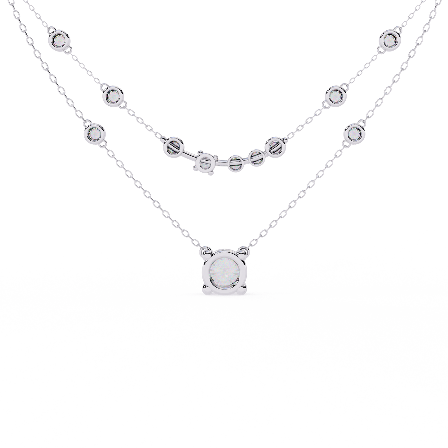 Golden Glow Dual Diamond Necklace White Gold