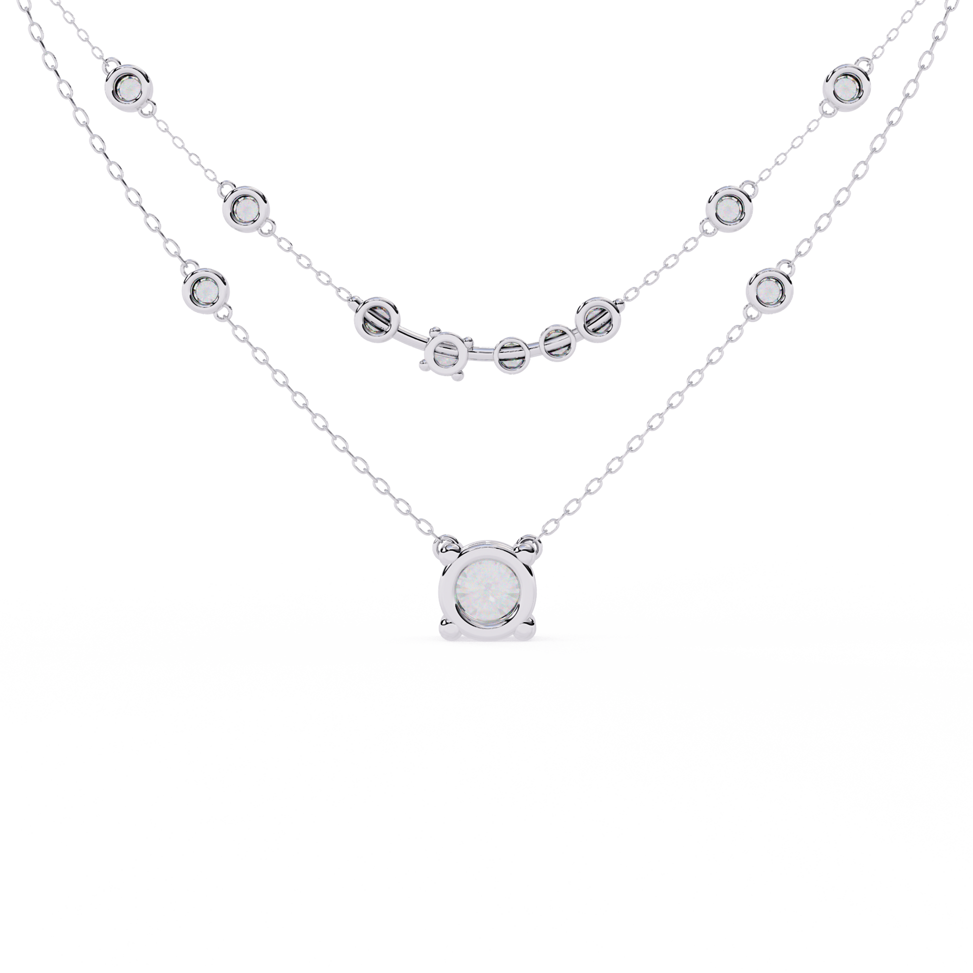 Golden Glow Dual Diamond Necklace White Gold