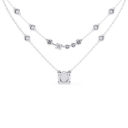 Golden Glow Dual Diamond Necklace White Gold