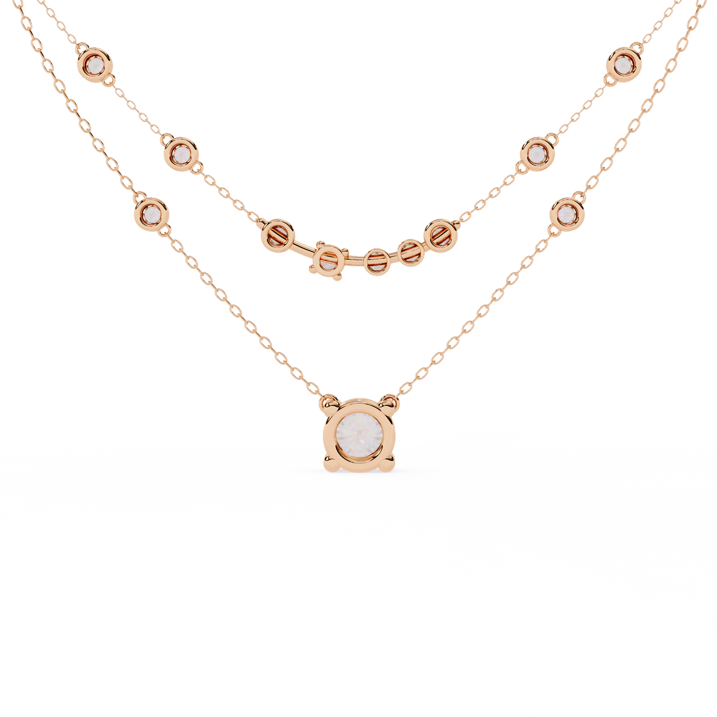 Golden Glow Dual Diamond Necklace Rose Gold
