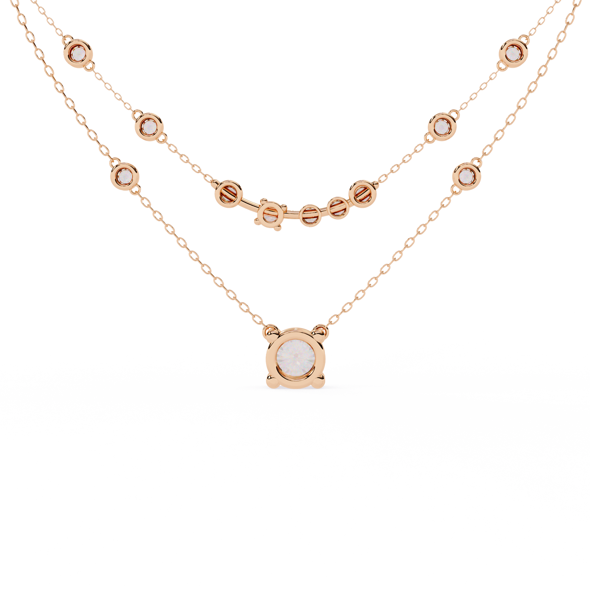 Golden Glow Dual Diamond Necklace Rose Gold
