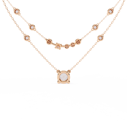 Golden Glow Dual Diamond Necklace Rose Gold