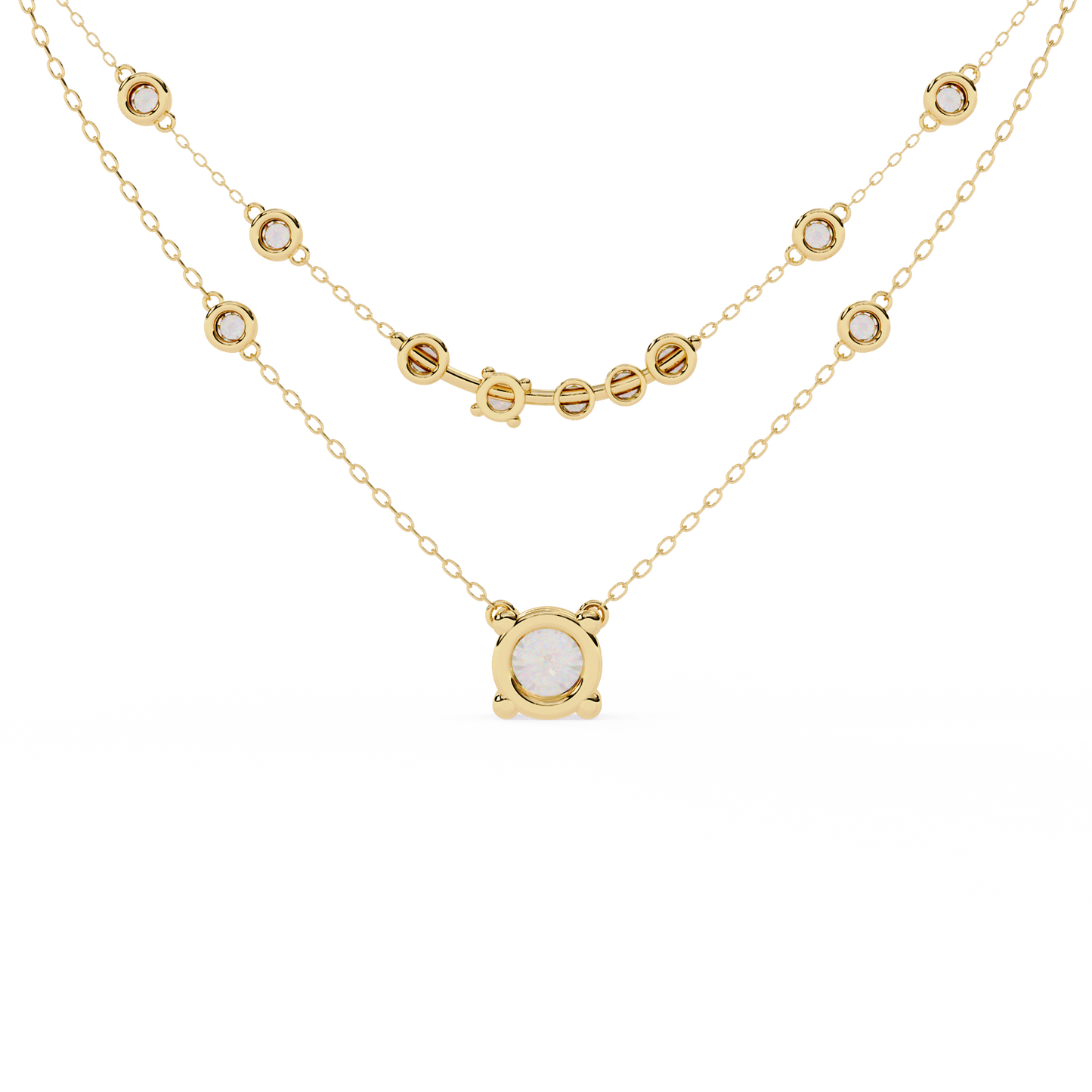 Golden Glow Dual Diamond Necklace Yellow Gold
