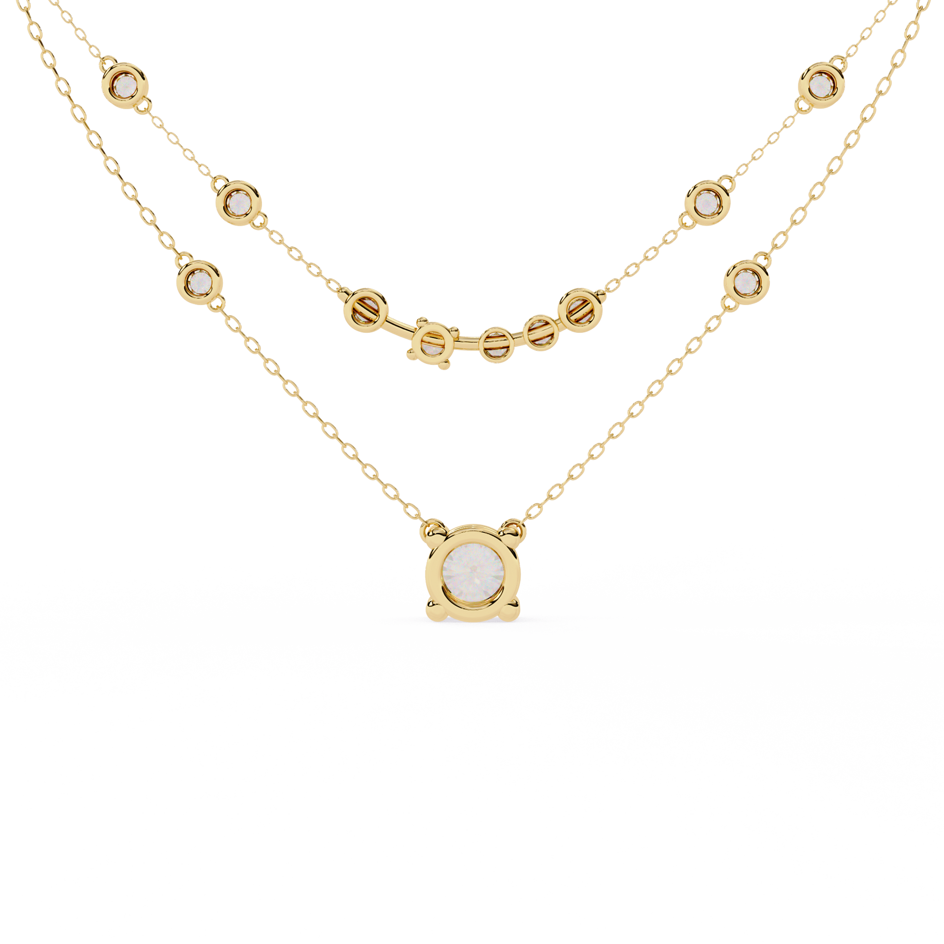 Golden Glow Dual Diamond Necklace Yellow Gold