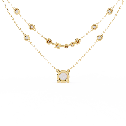 Golden Glow Dual Diamond Necklace Yellow Gold