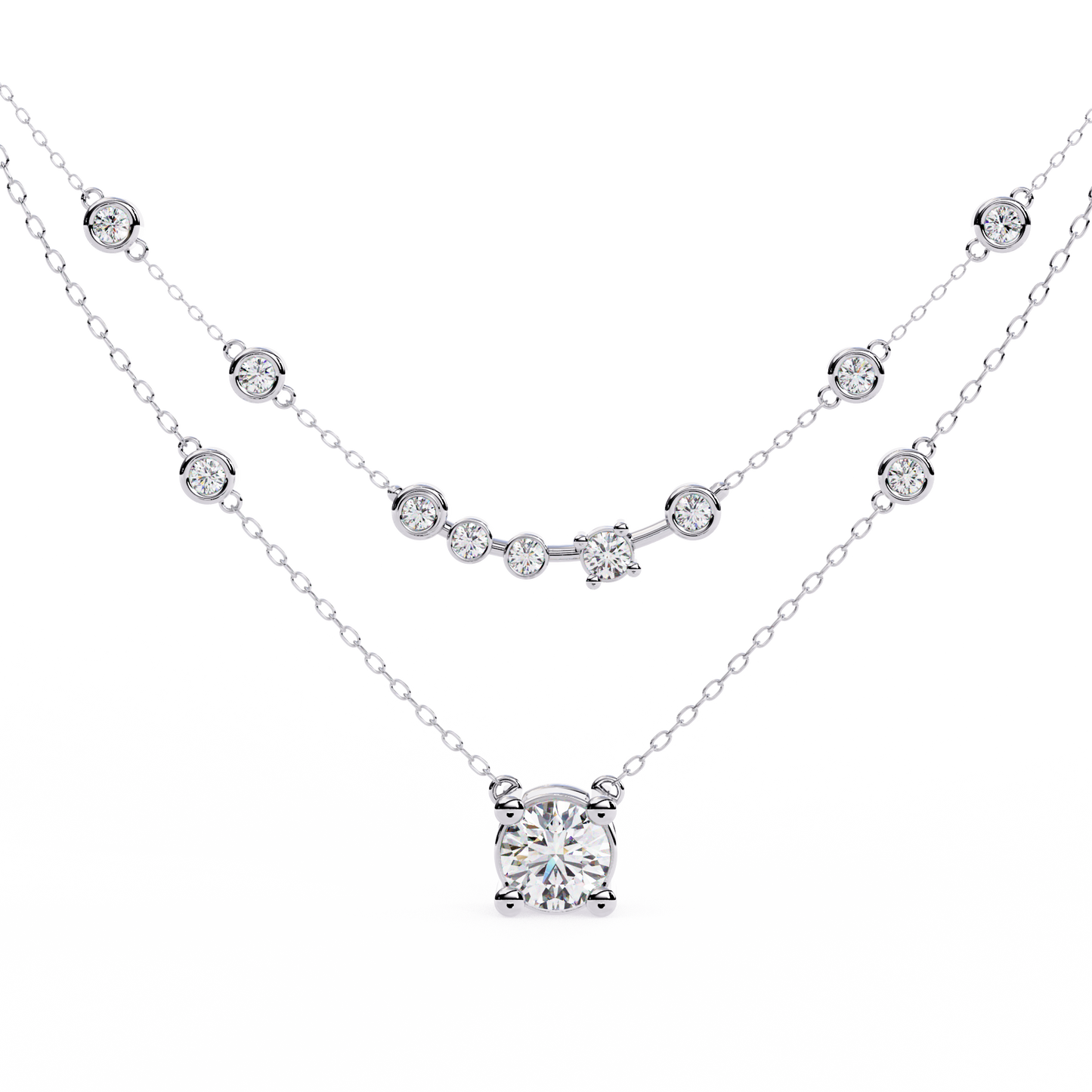 Golden Glow Dual Diamond Necklace
White Gold