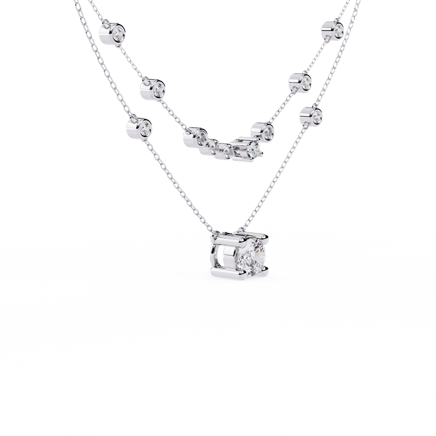 Golden Glow Dual Diamond Necklace White Gold