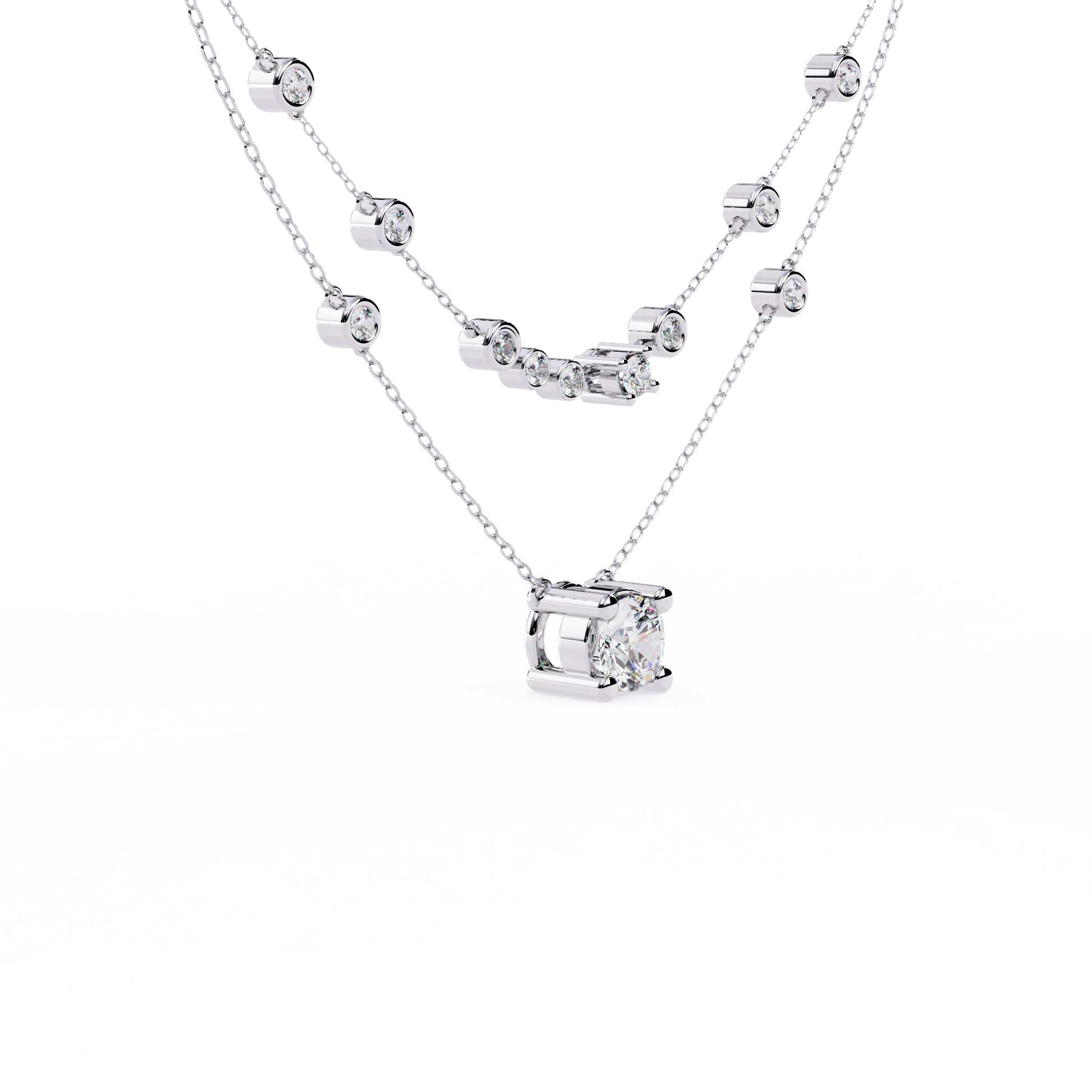 Golden Glow Dual Diamond Necklace White Gold