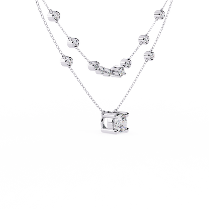 Golden Glow Dual Diamond Necklace White Gold