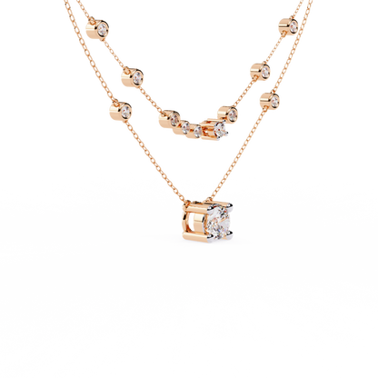 Golden Glow Dual Diamond Necklace Rose Gold