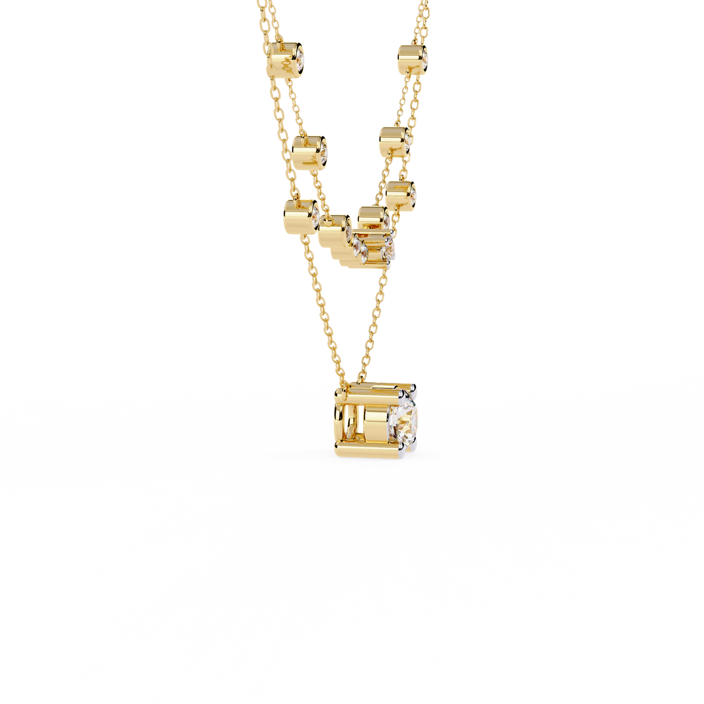 Golden Glow Dual Diamond Necklace Yellow Gold