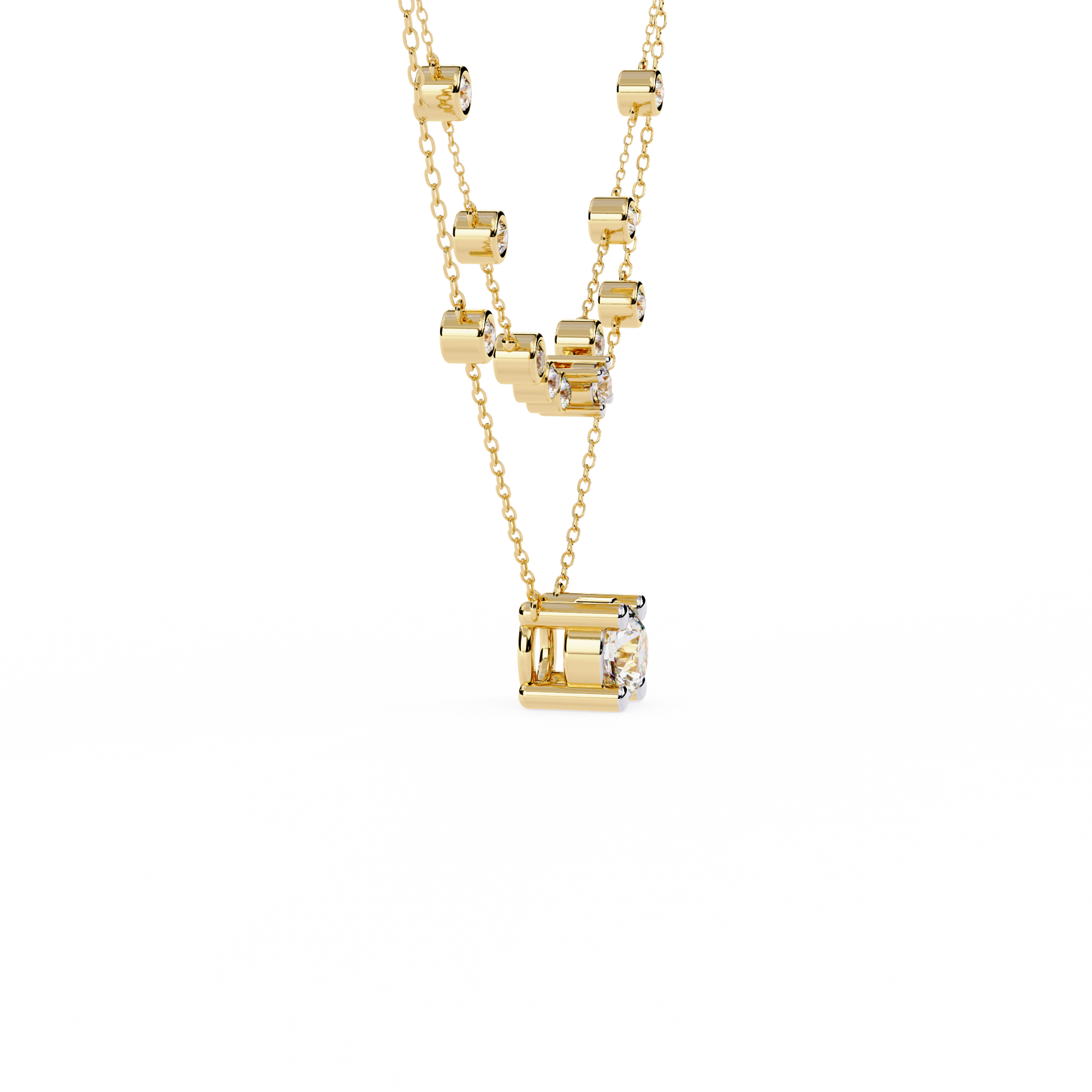 Golden Glow Dual Diamond Necklace Yellow Gold