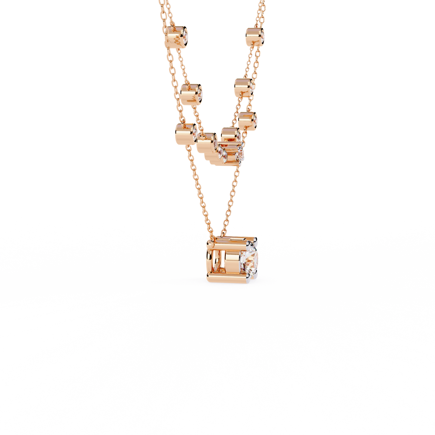 Golden Glow Dual Diamond Necklace Rose Gold