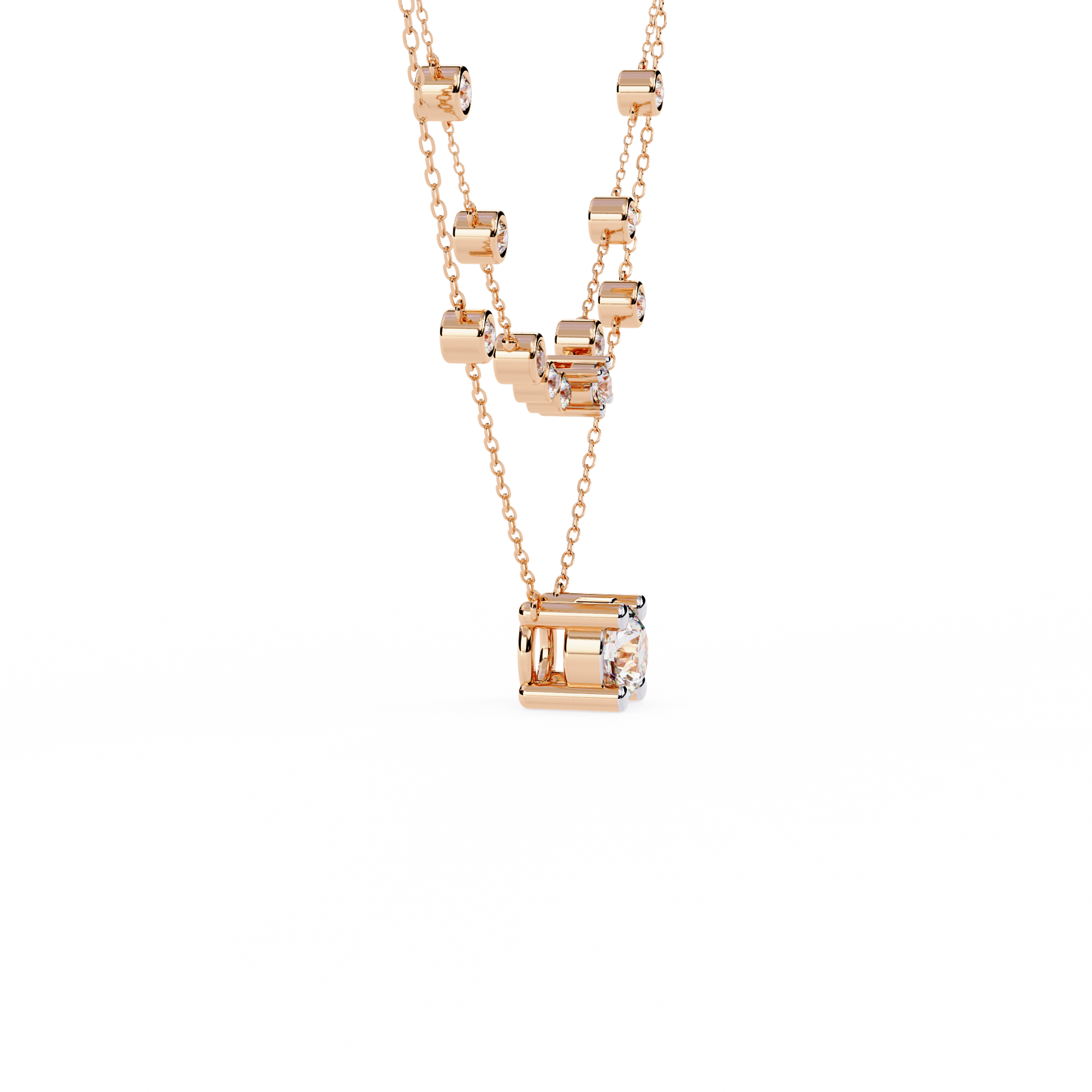 Golden Glow Dual Diamond Necklace Rose Gold