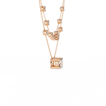 Golden Glow Dual Diamond Necklace Rose Gold