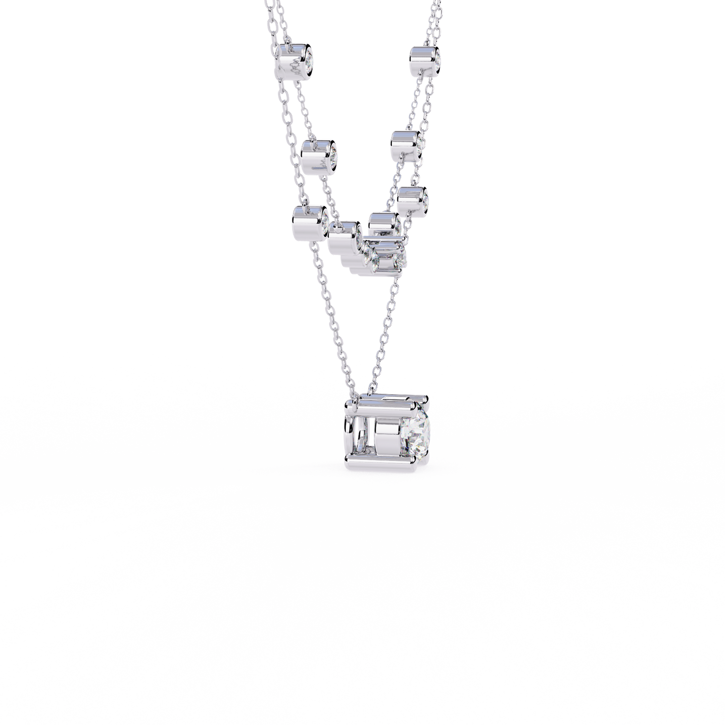 Golden Glow Dual Diamond Necklace White Gold