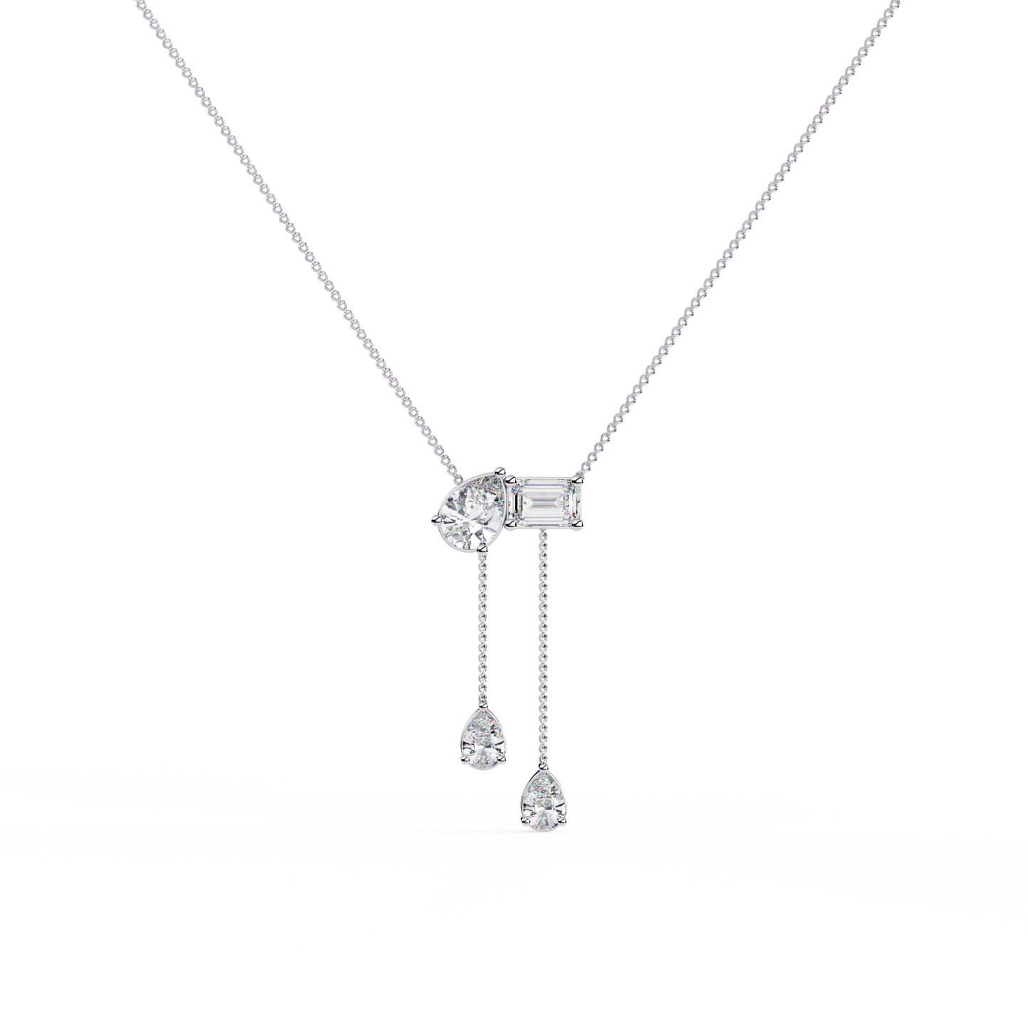 Diamond Cascade Drop Necklace White Gold