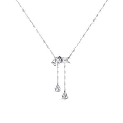 Diamond Cascade Drop Necklace White Gold