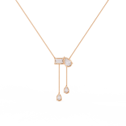Diamond Cascade Drop Necklace Rose Gold