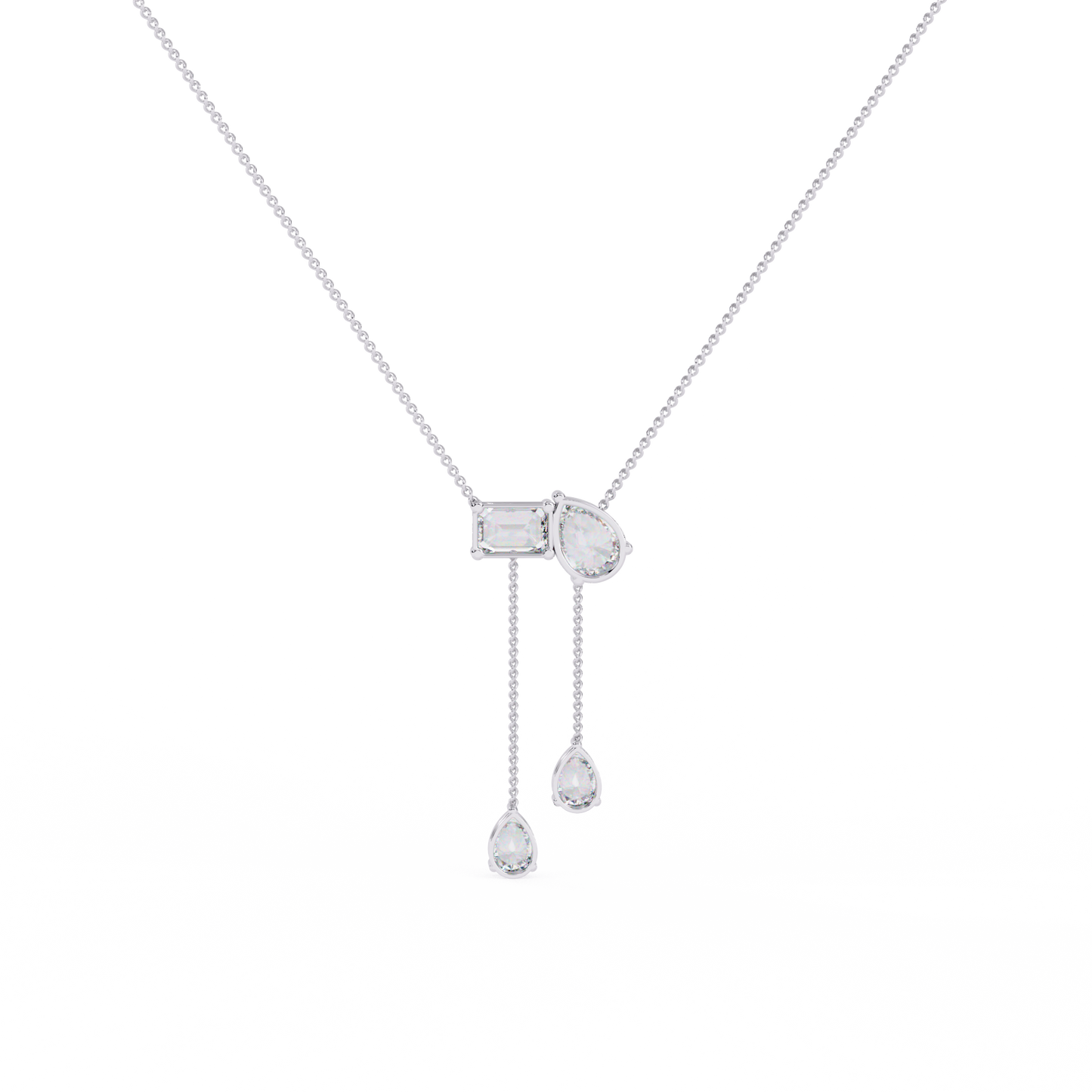 Diamond Cascade Drop Necklace White Gold