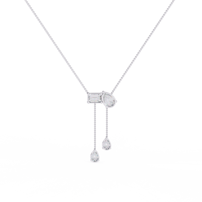 Diamond Cascade Drop Necklace White Gold