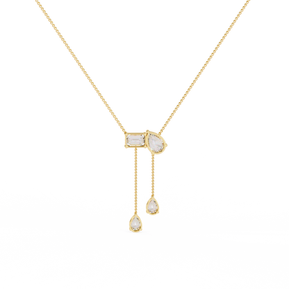 Diamond Cascade Drop Necklace Yellow Gold