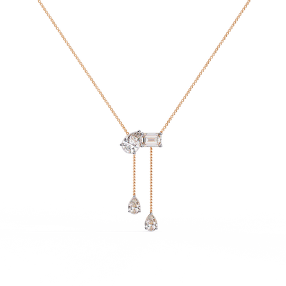 Diamond Cascade Drop Necklace Rose Gold