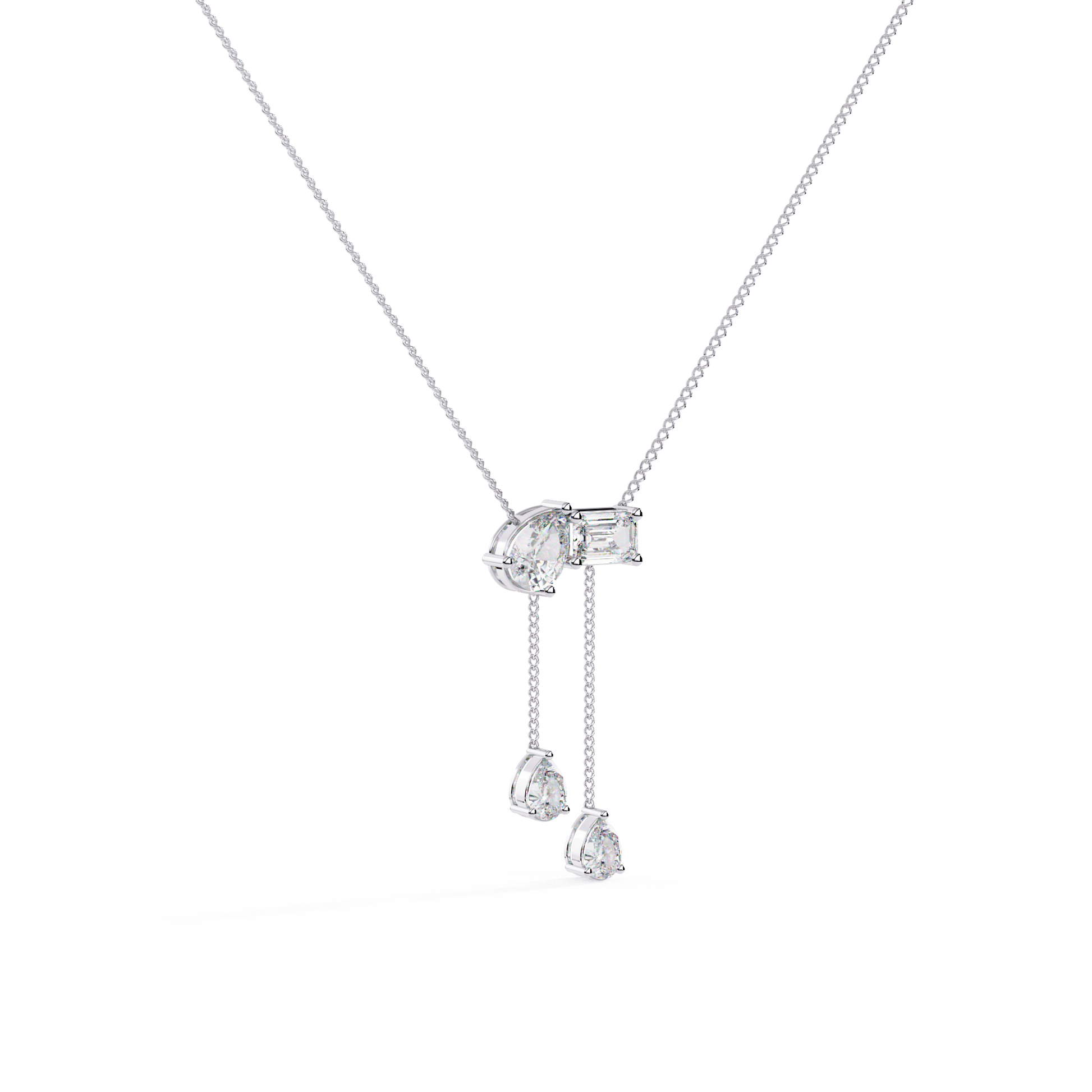 Diamond Cascade Drop Necklace White Gold