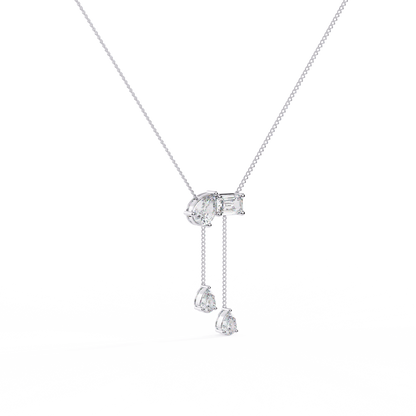 Diamond Cascade Drop Necklace White Gold
