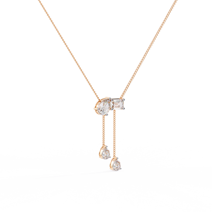 Diamond Cascade Drop Necklace Rose Gold