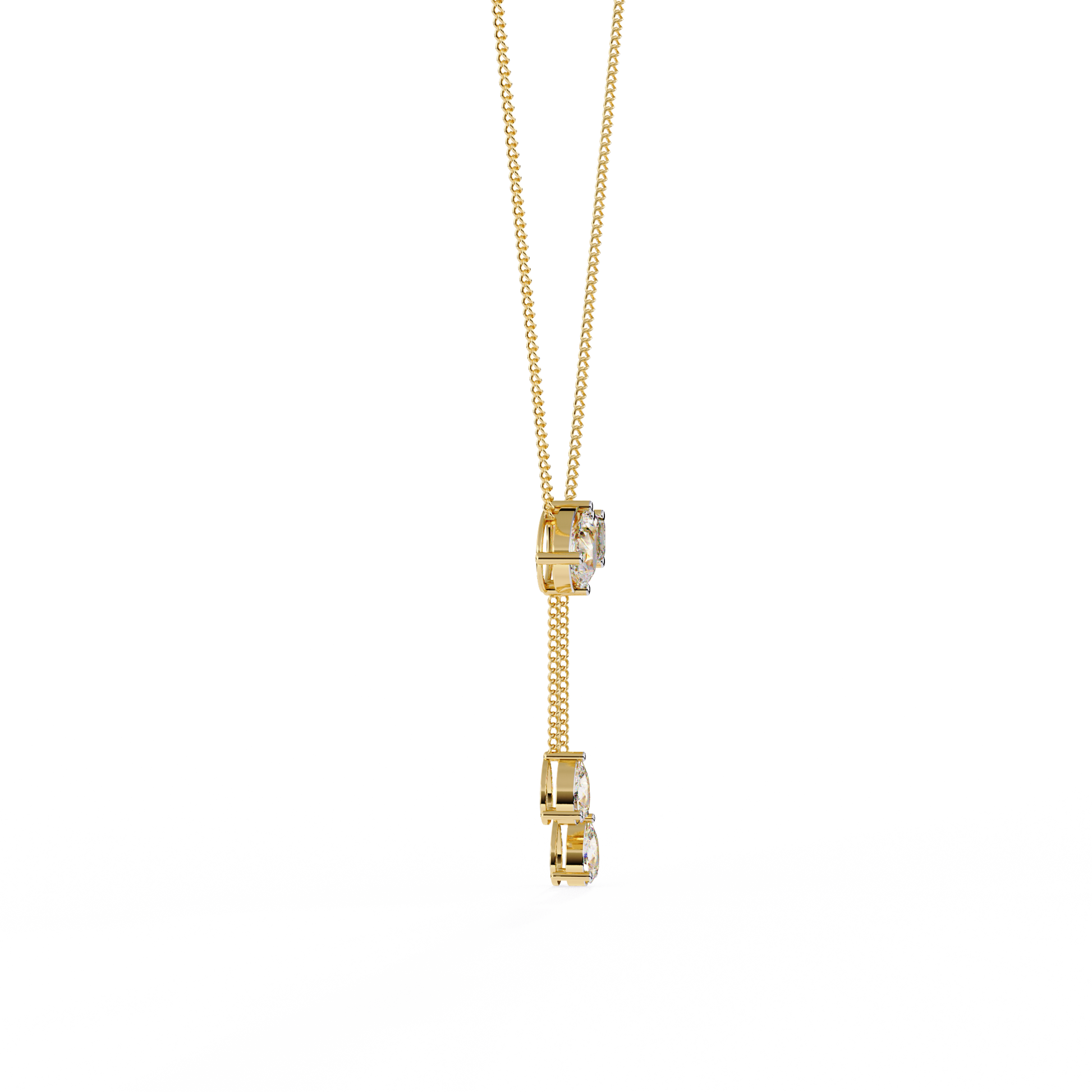 Diamond Cascade Drop Necklace Yellow Gold