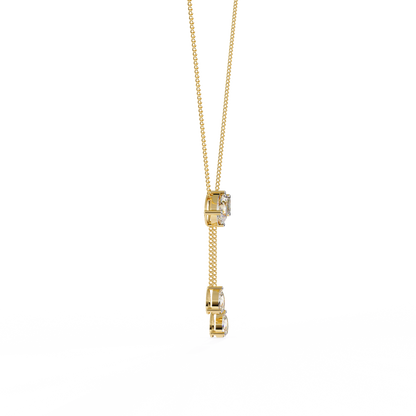 Diamond Cascade Drop Necklace Yellow Gold