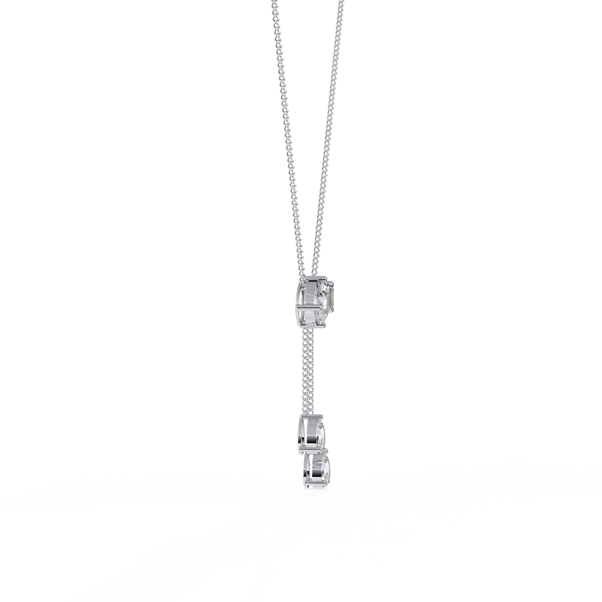 Diamond Cascade Drop Necklace White Gold