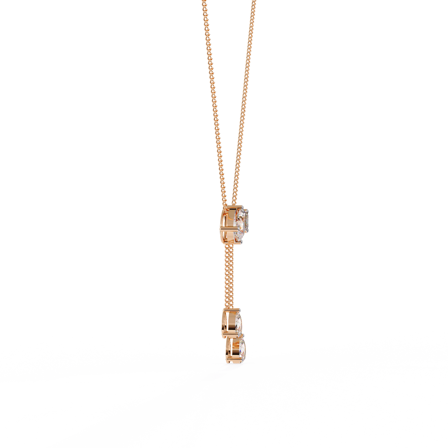 Diamond Cascade Drop Necklace Rose Gold