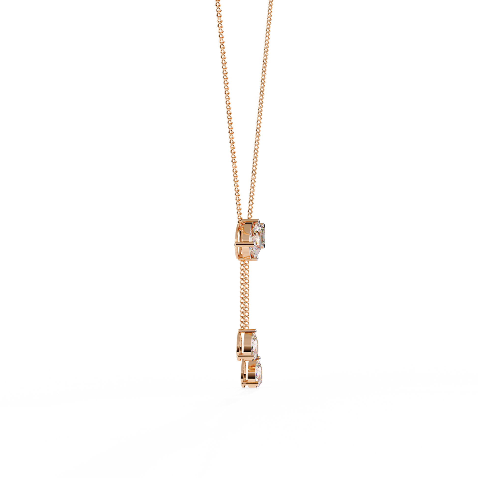 Diamond Cascade Drop Necklace Rose Gold