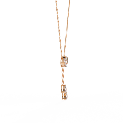 Diamond Cascade Drop Necklace Rose Gold