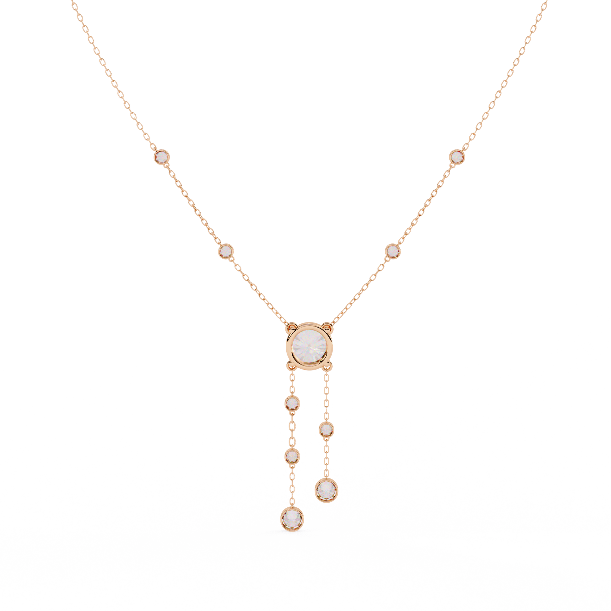 Radiant V-Drop Necklace Rose Gold