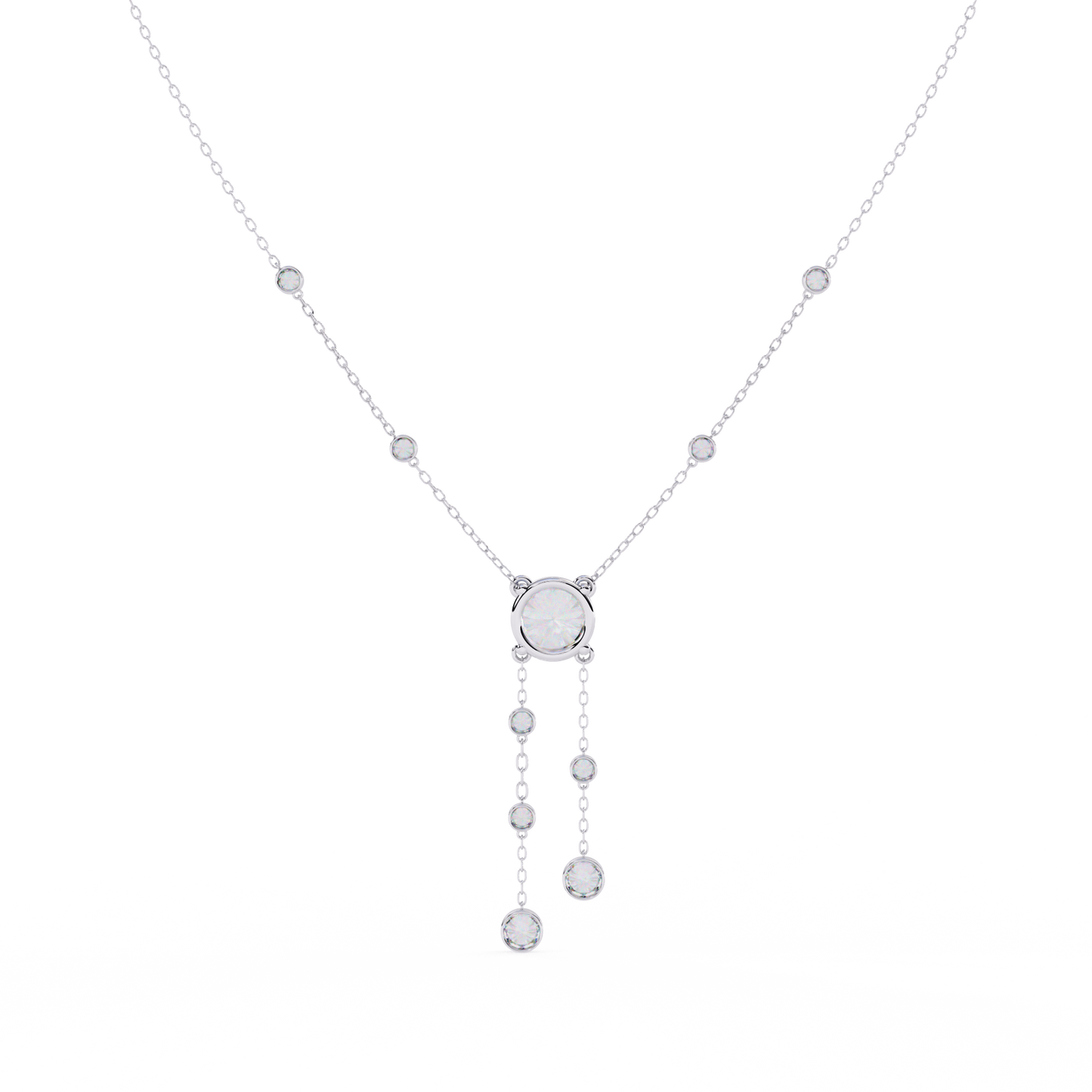 Cascade Drop Necklace White Gold