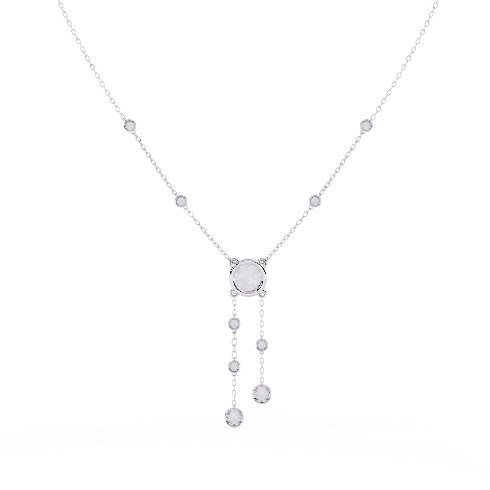 Cascade Drop Necklace White Gold