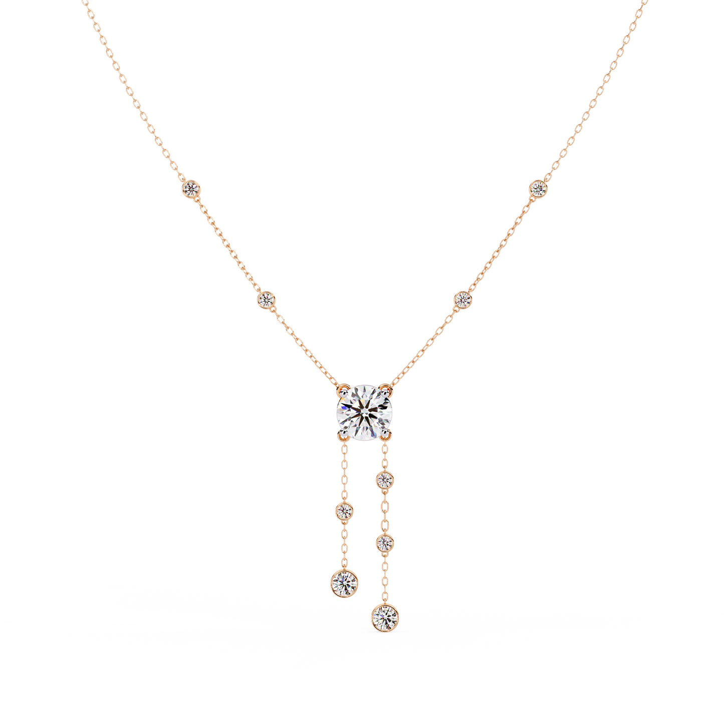 Radiant V-Drop Necklace Rose Gold
