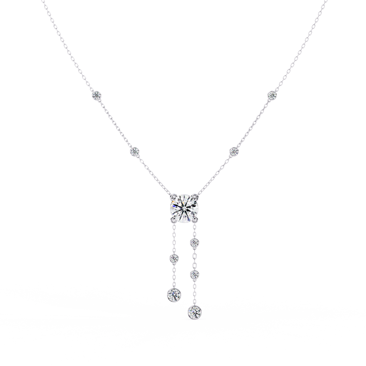 Radiant V-Drop Necklace White Gold