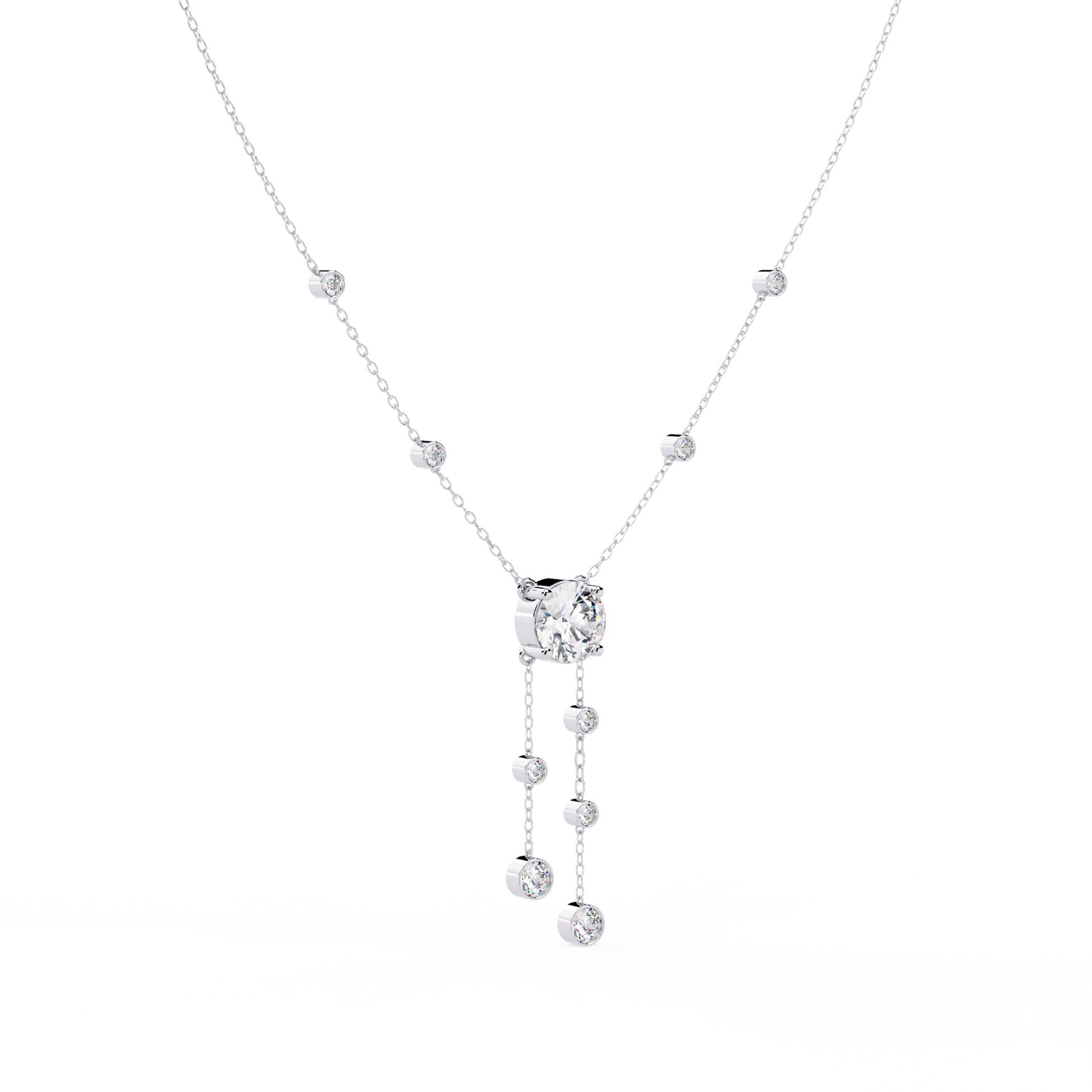Radiant V-Drop Necklace White Gold