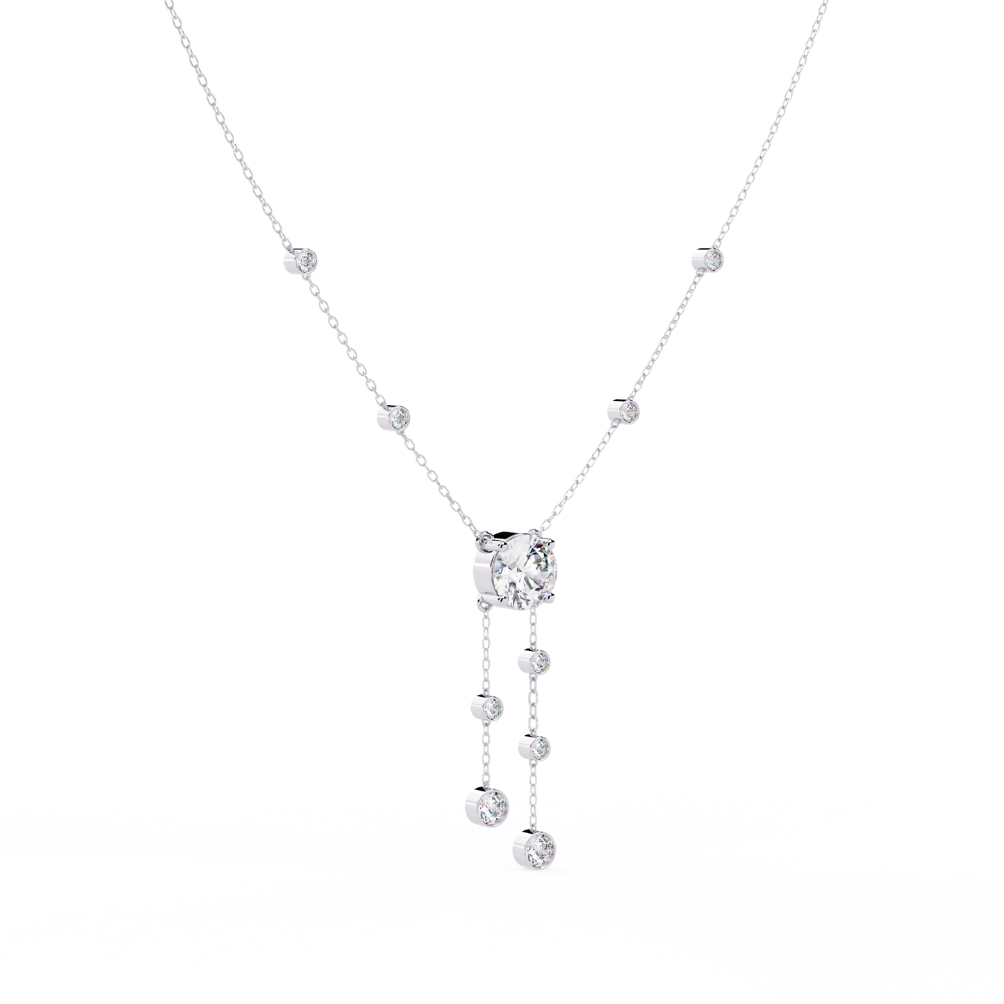 Cascade Drop Necklace White gold