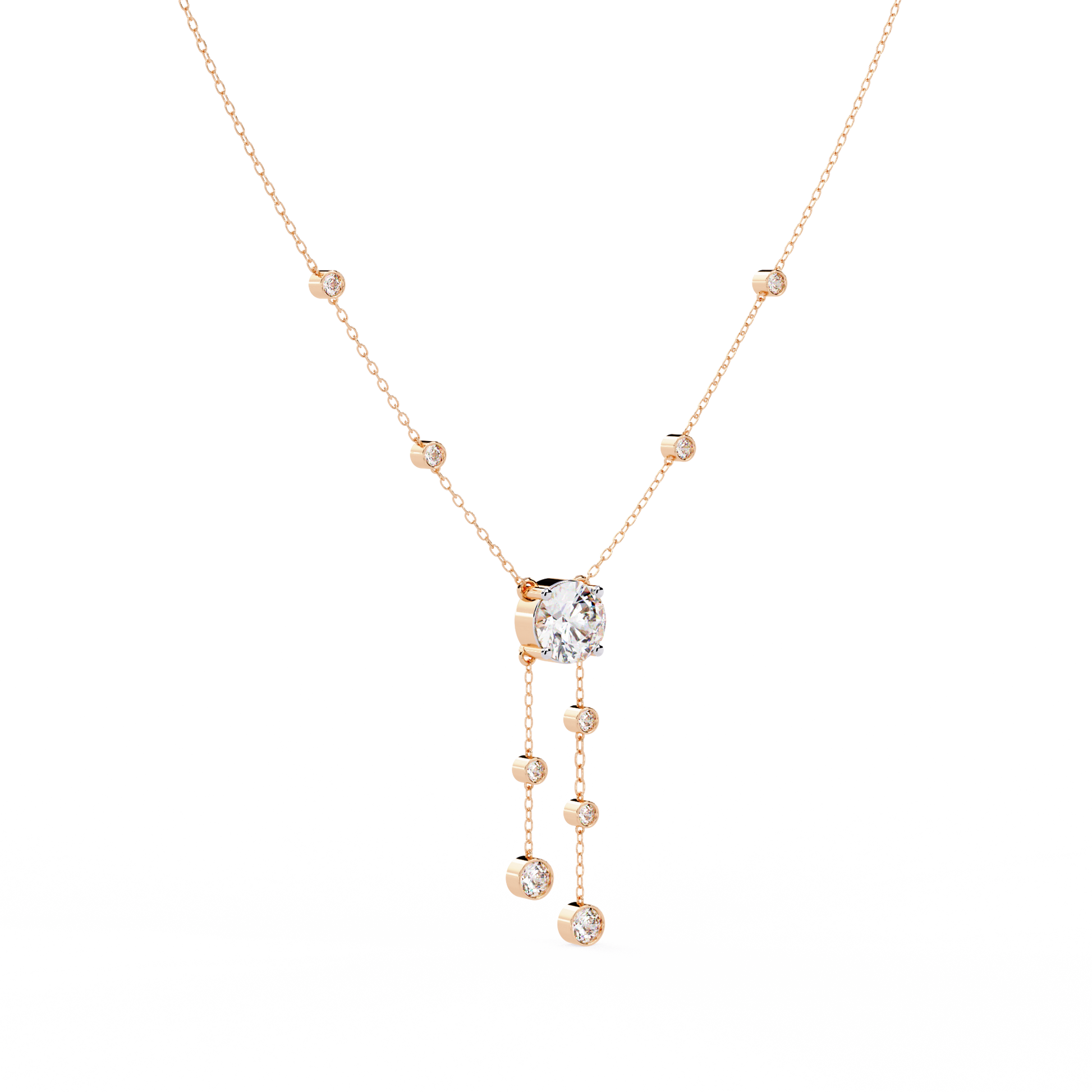 Cascade Drop Necklace Rose Gold