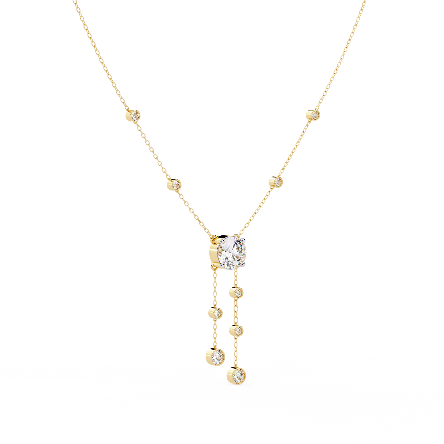 Radiant V-Drop Necklace Yellow Gold