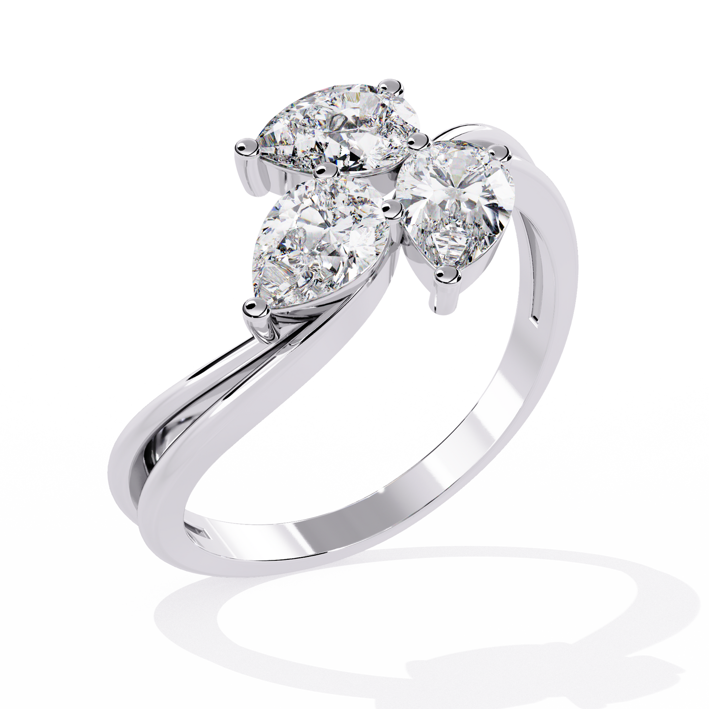 Trinity Pear Diamond Ring White Gold