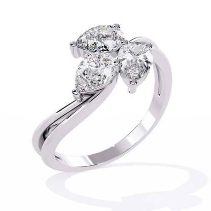 Trinity Pear Diamond Ring White Gold