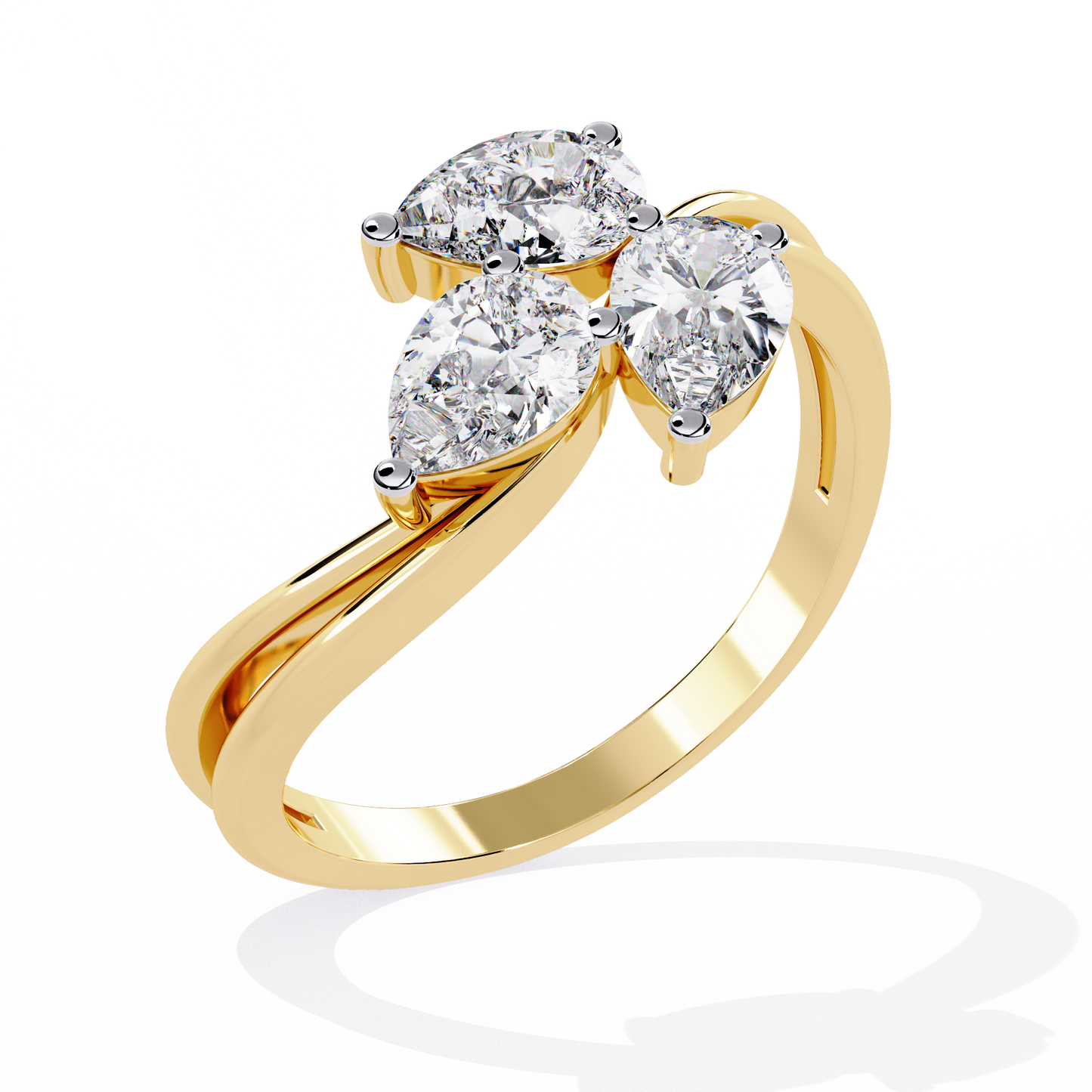 Trinity Pear Diamond Ring Yellow Gold 